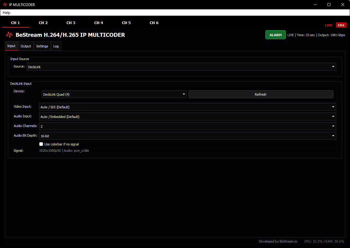 IP MULTICODER encoder and decoder input selection with SRT listener and caller, DeckLink capture and UDP transport stream